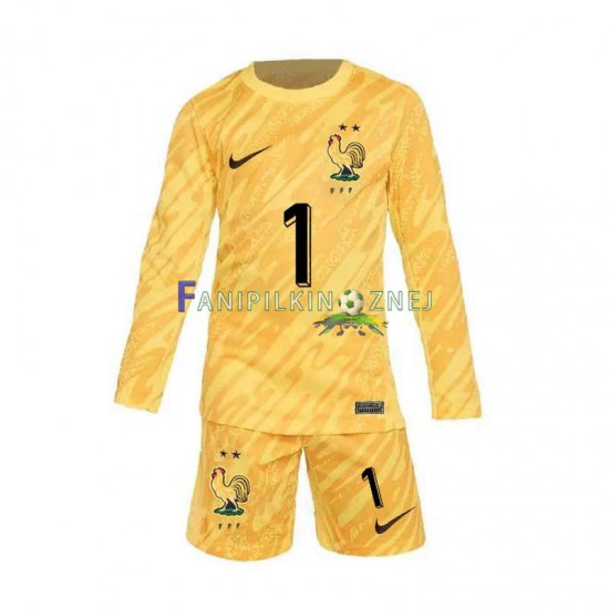 Koszulka Reprezentacji Francji Hugo Lloris 1 Bramkarska ME 2024 Domowa Długie Rękawy ,Dziecięca
