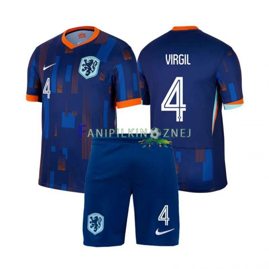 Koszulka Reprezentacji Holandii Virgil van Dijk 4 ME 2024 Wyjazdowa Krótkie Rękawy ,Dziecięca