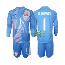 Koszulka Reprezentacji Kostaryki Niebieski Keylor Navas 1 Bramkarska 2024 Domowa Długie Rękawy ,Dziecięca