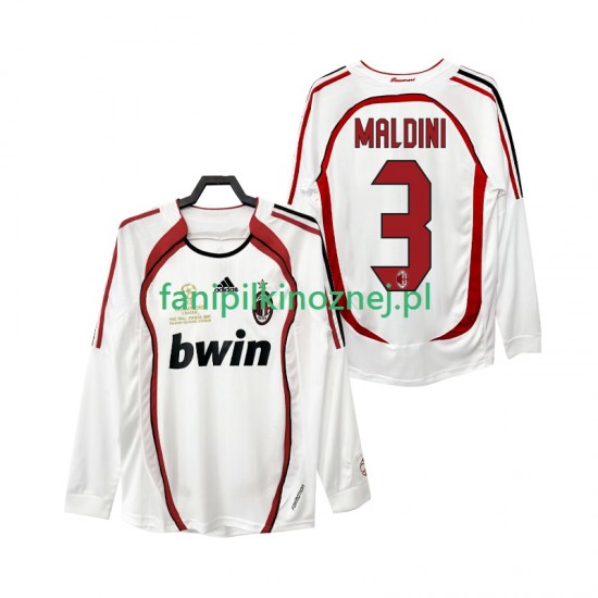 Koszulka AC Milan MALDINI 3 2007 Retro 2006 Wyjazdowa Długie Rękawy ,Męska