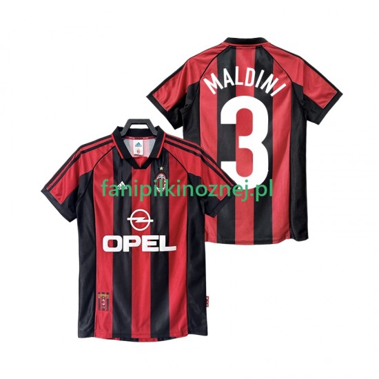 Koszulka AC Milan MALDINI 3 Retro 1998 1999 Domowa Krótkie Rękawy ,Męska