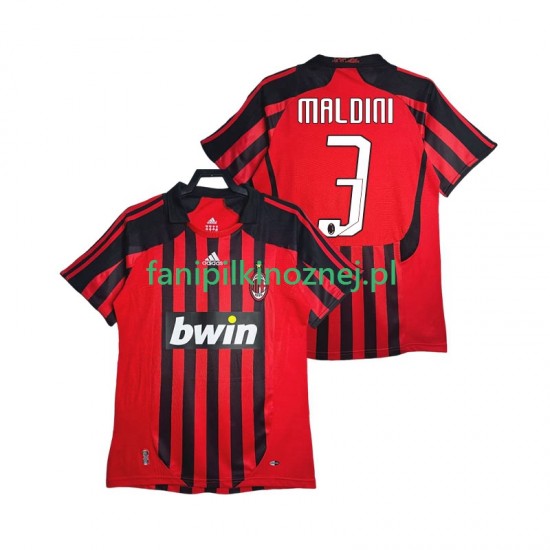 Koszulka AC Milan MALDINI 3 2007 Retro 2008 Domowa Krótkie Rękawy ,Męska