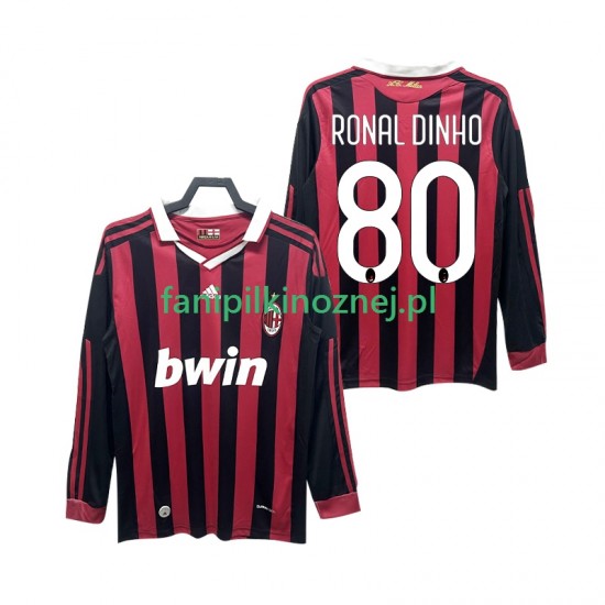 Koszulka AC Milan RONALDINHO 80 2009 Retro 2010 Domowa Długie Rękawy ,Męska