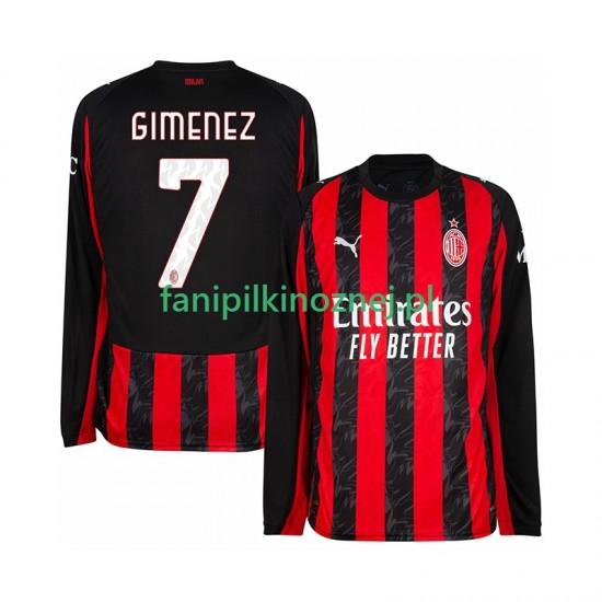 Koszulka AC Milan Santiago Gimenez 7 2025-2026 Domowa Długie Rękawy ,Męska