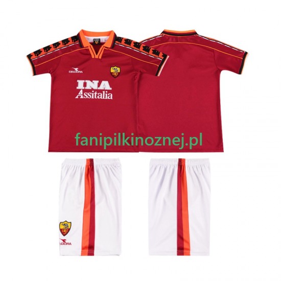 Koszulka AS Roma Retro 1998 1999 Domowa Krótkie Rękawy ,Dziecięca