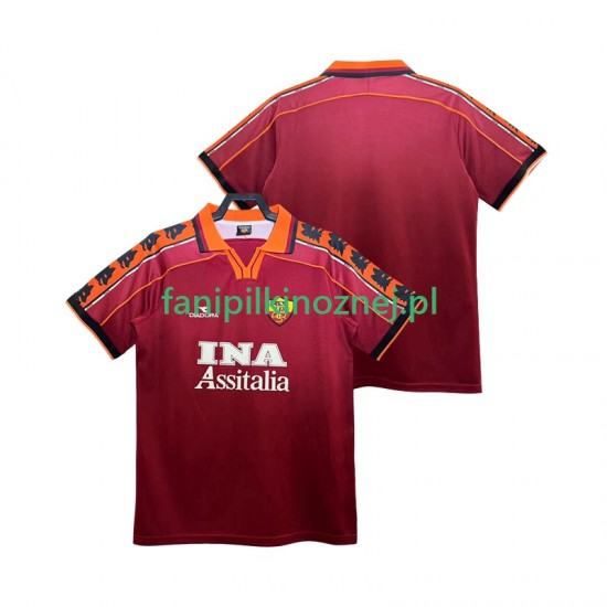 Koszulka AS Roma Retro 1998 1999 Domowa Krótkie Rękawy ,Męska