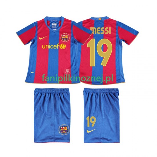 Koszulka FC Barcelona Lionel Messi 19 2007 Retro 2008 Domowa Krótkie Rękawy ,Dziecięca