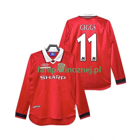 Koszulka Manchester United Giggs 11 2000 Retro 1999 Domowa Długie Rękawy ,Męska