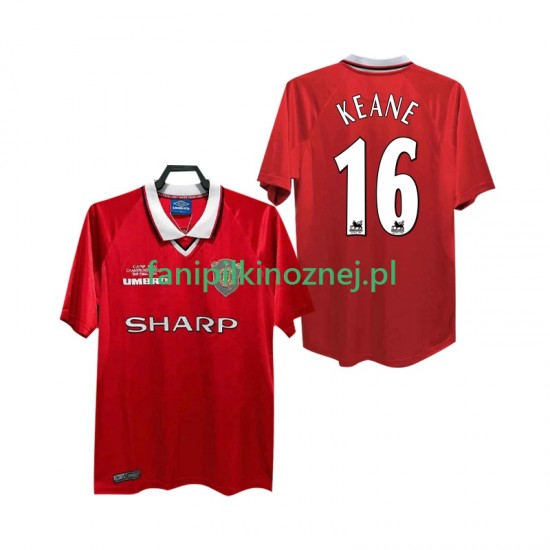 Koszulka Manchester United Keane 16 2000 Retro 1999 Domowa Krótkie Rękawy ,Męska