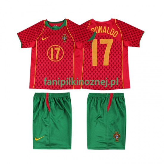 Koszulka Reprezentacji Portugalii Cristiano Ronaldo 17 Retro 2004 Domowa Krótkie Rękawy ,Dziecięca