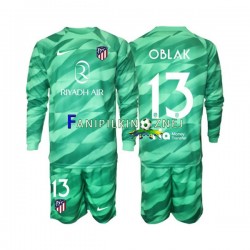 Koszulka Atlético Madryt Zielony Jan Oblak 13 Bramkarska 2023-2024 Wyjazdowa Długie Rękawy ,Dziecięca