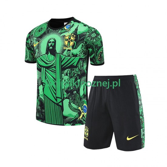 Reprezentacji Brazylii Zielony JESUS Football Shirts 2024-2025 Domowa Krótkie Rękawy ,Dziecięca