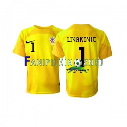 Koszulka Reprezentacji Chorwacji Livaković 1 Bramkarska Mistrzostwa Świata 2022 Domowa Krótkie Rękawy ,Męska