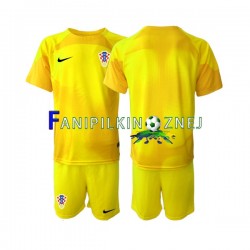 Koszulka Reprezentacji Chorwacji Bramkarska Mistrzostwa Świata 2022 Domowa Krótkie Rękawy ,Dziecięca