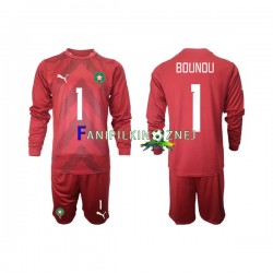 Koszulka Reprezentacji Maroka Yassine Bounou 1 Bramkarska 2022 Domowa Długie Rękawy ,Dziecięca