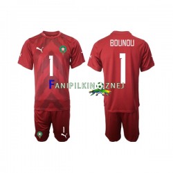 Koszulka Reprezentacji Maroka Yassine Bounou 1 Bramkarska 2022 Domowa Krótkie Rękawy ,Dziecięca