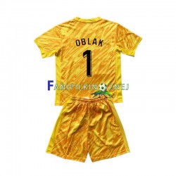 Koszulka Reprezentacji Słowenii Jan Oblak 1 Bramkarska ME 2024 Domowa Krótkie Rękawy ,Dziecięca