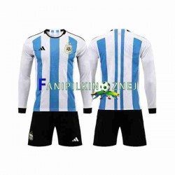 Koszulka Reprezentacji Argentyny 3 Stars Mistrzostwa Świata 2022 Domowa Długie Rękawy ,Dziecięca
