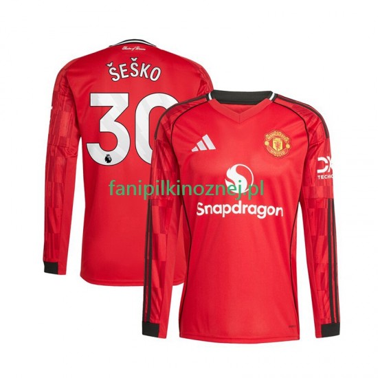 Koszulka Manchester United Benjamin Sesko 30 2025-2026 Domowa Długie Rękawy ,Męska