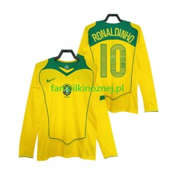 Koszulka Reprezentacji Brazylii RONALDINHO 10 Retro 2004 Domowa Długie Rękawy ,Męska Koszulka Reprezentacji Brazylii RONALDINHO 10 Retro 2004 Domowa Długie Rękawy ,Męska