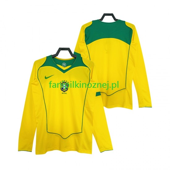 Koszulka Reprezentacji Brazylii Retro 2004 Domowa Długie Rękawy ,Męska Koszulka Reprezentacji Brazylii Retro 2004 Domowa Długie Rękawy ,Męska