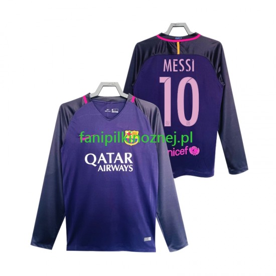 Koszulka FC Barcelona Lionel Messi 10 2016 2017 Retro Wyjazdowa Długie Rękawy ,Męska