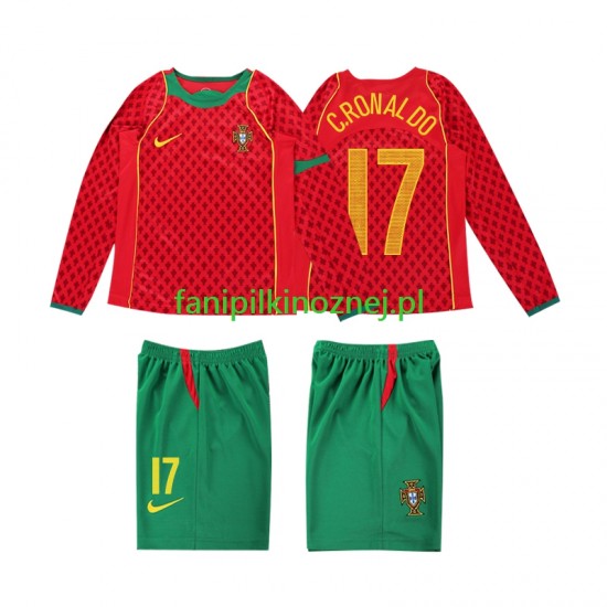 Koszulka Reprezentacji Portugalii Cristiano Ronaldo 17 Retro 2004 Domowa Długie Rękawy ,Dziecięca