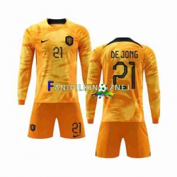 Koszulka Reprezentacji Holandii De Jong 21 Mistrzostwa Świata 2022 Domowa Długie Rękawy ,Dziecięca