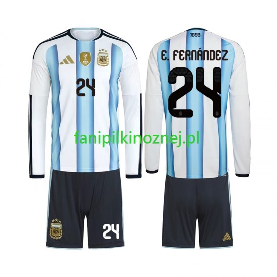 Koszulka Reprezentacji Argentyny Enzo Fernandez 24 Mistrzostwa Świata 2026 Domowa Długie Rękawy ,Dziecięca