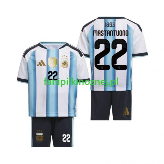 Koszulka Reprezentacji Argentyny Franco Mastantuono 22 Mistrzostwa Świata 2026 Domowa Krótkie Rękawy ,Dziecięca
