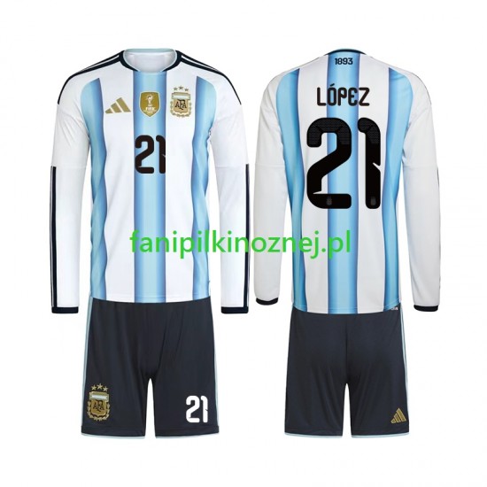 Koszulka Reprezentacji Argentyny Jose Manuel Lopez 21 Mistrzostwa Świata 2026 Domowa Długie Rękawy ,Dziecięca