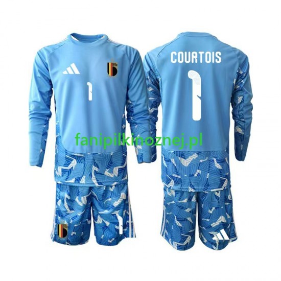 Koszulka Reprezentacji Belgii Thibaut Courtois 1 Bramkarska Mistrzostwa Świata 2026 Domowa Długie Rękawy ,Dziecięca