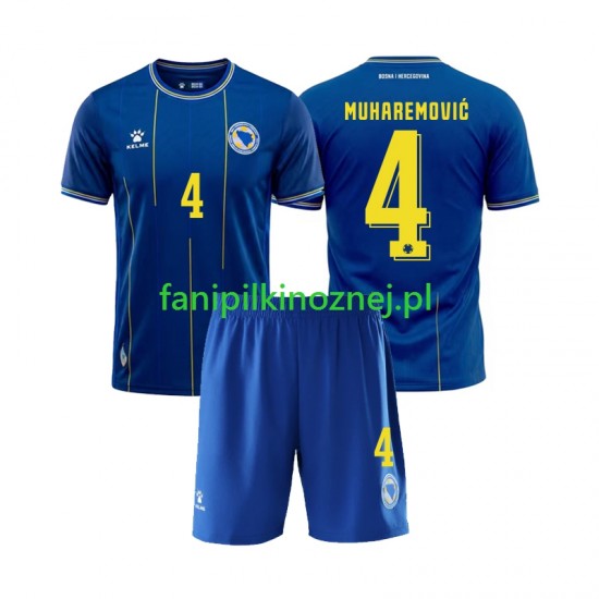 Koszulka Bosnia Herzegovina Tarik Muharemovic 4 Mistrzostwa Świata 2026 Domowa Krótkie Rękawy ,Dziecięca Koszulka Bosnia Herzegovina Tarik Muharemovic 4 Mistrzostwa Świata 2026 Domowa Krótkie Rękawy ,Dziecięca