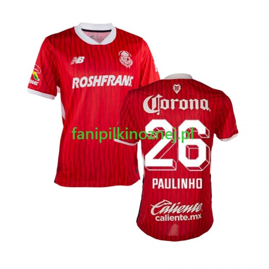 Koszulka Deportivo Toluca Paulinho 26 2024-2025 Domowa Krótkie Rękawy ,Męska