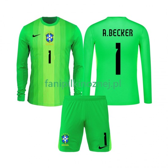Koszulka Reprezentacji Brazylii Alisson Becker 1 Bramkarska 2026 Domowa Długie Rękawy ,Dziecięca
