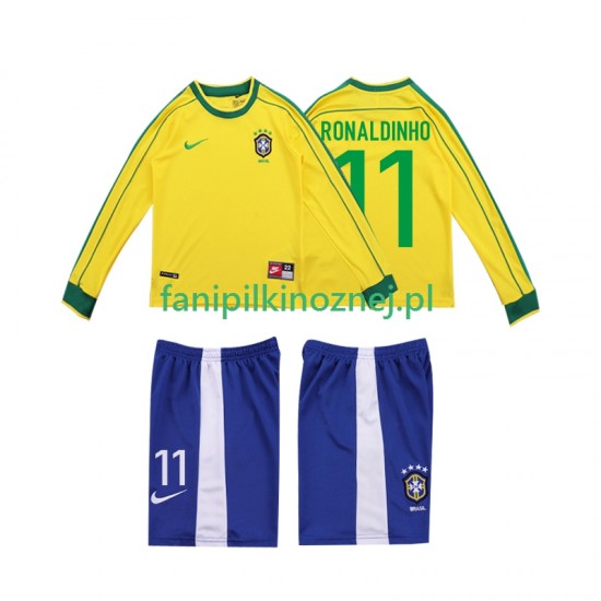 Koszulka Reprezentacji Brazylii RONALDINHO 11 Retro 1998 Domowa Długie Rękawy ,Dziecięca