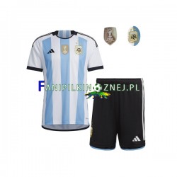 Koszulka Reprezentacji Argentyny 3 Stars Mistrzostwa Świata 2022 Domowa Krótkie Rękawy ,Dziecięca