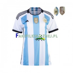 Koszulka Reprezentacji Argentyny 3 Stars Mistrzostwa Świata 2022 Domowa Krótkie Rękawy ,Damska