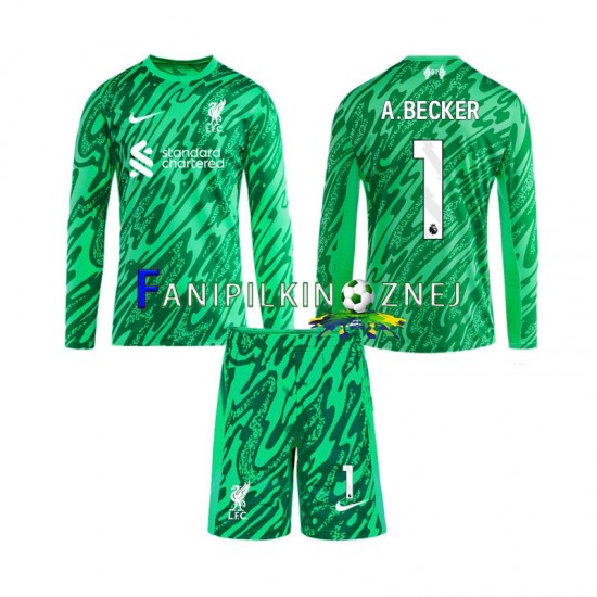 Koszulka Liverpool Alisson Becker 1 Bramkarska 2024-2025 Wyjazdowa Długie Rękawy ,Dziecięca Koszulka Liverpool Alisson Becker 1 Bramkarska 2024-2025 Wyjazdowa Długie Rękawy ,Dziecięca