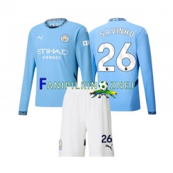 Koszulka Manchester City Savinho 26 2024-2025 Domowa Długie Rękawy ,Dziecięca