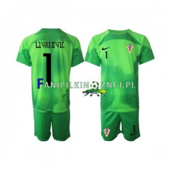 Koszulka Reprezentacji Chorwacji Livaković 1 Bramkarska Mistrzostwa Świata 2022 Wyjazdowa Krótkie Rękawy ,Dziecięca