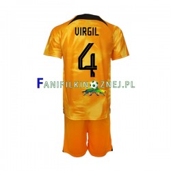 Koszulka Reprezentacji Holandii Virgil van Dijk 4 Mistrzostwa Świata 2022 Domowa Krótkie Rękawy ,Dziecięca