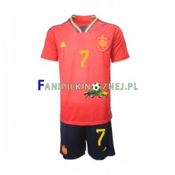 Koszulka Reprezentacji Hiszpanii Alvaro Morata 7 Mistrzostwa Świata 2022 Domowa Krótkie Rękawy ,Dziecięca